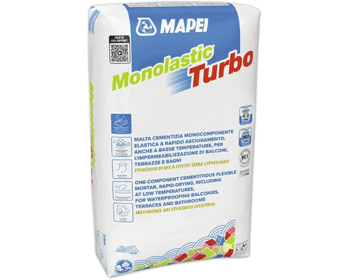 Sack Mapei Monolastic Turbo einkomponentiger zementgebundener Abdichtungsmörtel für Balkone Terrassen und Badezimmer