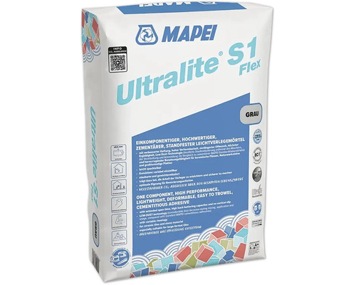 Sack mit Mapei Ultralite S1 Flex Leichtverlegemörtel für keramische Fliesen und Naturwerksteine im Innen- und Außenbereich.