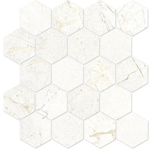 Wandfliesen Mosaik in Sechseck Form mit Naturstein Optik