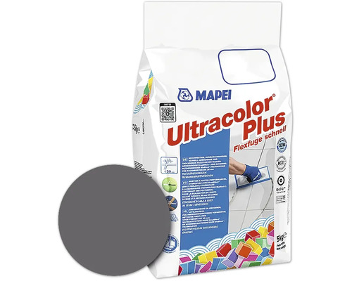 Mapei Ultracolor Plus Flexfuge schnell, Fugmörtel für Fliesen, 5 Kilogramm Sack, dunkelgrau