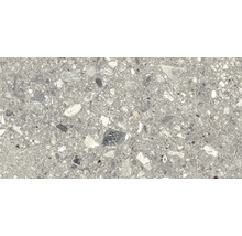 Nahaufnahme einer Bodenfliese mit Terrazzo Optik.