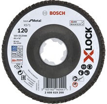 Bosch X-Lock Schleifmopteller, Korngröße 120, Durchmesser 115 Millimeter, geeignet für Metallbearbeitung