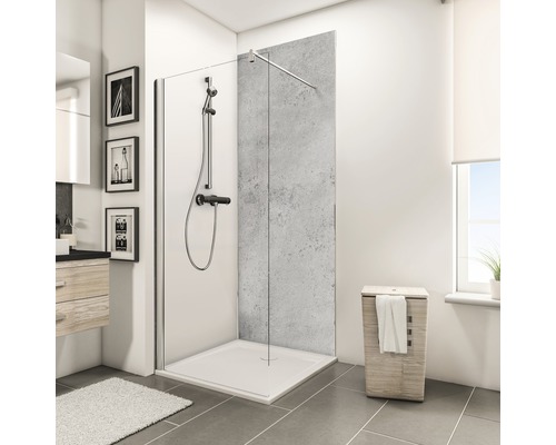 Modernes Badezimmer mit ebenerdiger Dusche, Duscharmatur und Waschbeckenunterschrank