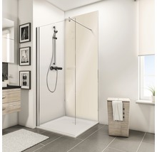 Badezimmer mit Duschkabine, Duschwanne und Waschbeckenunterschrank