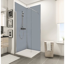 Modernes Badezimmer mit Duschkabine, Waschbecken und Wäschekorb