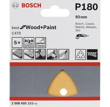 Bosch Schleifpapier P180, 93 mm, geeignet für Holz und Farbe