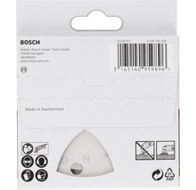 Bosch Logo. Verpackung eines Schleifpapiers im Dreieckformat für Schleifgeräte.
