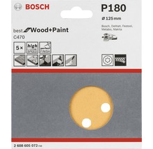 Bosch Schleifpapier P180, Durchmesser 125 Millimeter, geeignet für Holz und Farbe