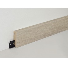 Sockelleiste aus Holz mit Befestigungsclip an einer Wand