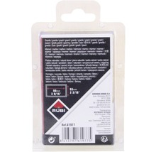 Rubi-Produktverpackung mit Informationen zu Materialien und Abmessungen