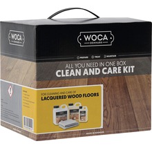 WOCA Clean and Care Kit für lackierte Holzböden in einer Box