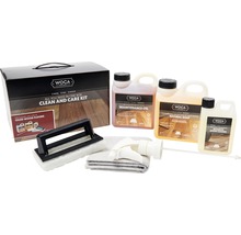 WOCA Reinigung und Pflege Set für geölte Holzfußböden mit Reiniger, Pflegeöl, Naturseife, Mopp und Sprühflasche