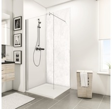 Badezimmer mit Duschkabine, Duschwanne und Waschtisch