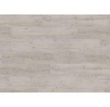 Boden aus hellem Vinyl in Holzoptik.