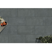 Graue Bodenfliesen mit Pflanzen und Früchten