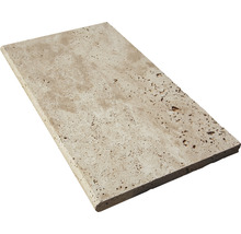 FLAIRSTONE Poolumrandung Beckenrandstein Roma Element gerade beige 1 Längsseite gerundet 61x35x3 cm