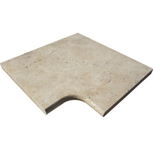 Produktbild: FLAIRSTONE Poolumrandung Beckenrandstein Roma Eckstück 90° beige innen gerundet 48x35 / 48x35 x 3 cm