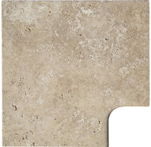 Travertinfliese mit abgerundeter Ecke