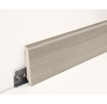Sockelleiste aus Holz mit Befestigungsclip an der Wand