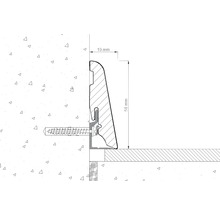 Technische Zeichnung eines Sockels mit den Maßen 19 Millimeter mal 58 Millimeter.