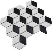 Mosaikfliesen in Schwarz und Weiß mit Würfelmuster