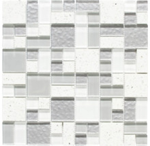 Glasmosaik XCM K990 mix weiß/grau 29,8x29,8 cm