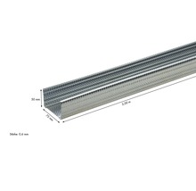 Metallständerprofil mit einer Länge von 3,00 Metern, einer Breite von 75 Millimetern und einer Höhe von 50 Millimetern