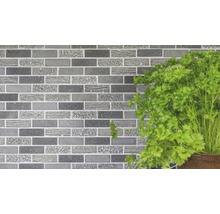 Graue Mosaikfliesenwand mit Petersilie