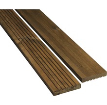 Terrassendiele Holz Kiefer KDI Vollprofil geriffelt/genutet 28x145x3000 mm dunkelbraun