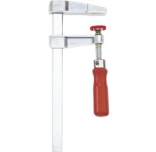 Schraubzwinge aus Metall mit Holzgriff