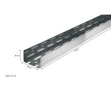 Kabelschacht aus Metall mit den Maßen 3,00 Meter Länge, 40 Millimeter Höhe und 50 Millimeter Breite