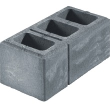 Grauer Beton-Hohlblockstein mit drei Aussparungen