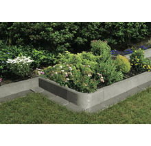 Beetbegrenzung aus Beton mit Bepflanzung im Garten.