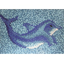 Mosaikbild Delphin groß 160 cm breit 110 cm hoch blau