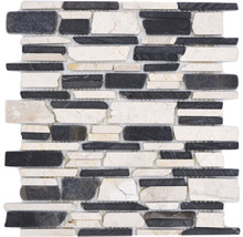 Natursteinmosaik MOS Brick 205 beige/schwarz 30,5x30,5 cm
