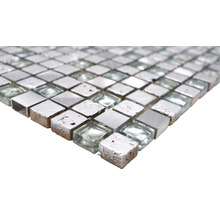 Quadratische Mosaikfliesen aus Metall und Glas