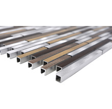 Mosaikfliese aus Aluminium und Holzoptik