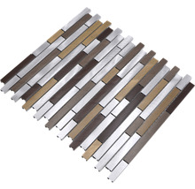 Mosaikfliesenmatte mit Aluminium-, Holz- und Metalleffekt