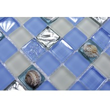 Mosaikfliese mit Glas- und Muscheldekor