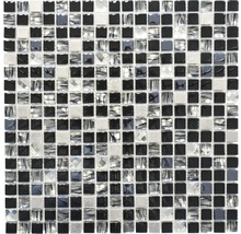 Glasmosaik mit Metall Crystal Quadrat XCM M780 30,0x30,0 cm schwarz