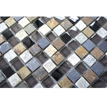 Mosaikfliese mit Naturstein- und Glaselementen