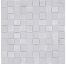 Glasmosaik mit Naturstein XCM R07 mix weiß 27,3x27,3 cm