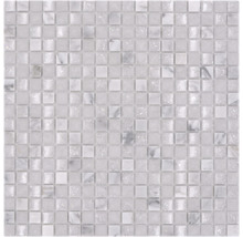 Glasmosaik mit Naturstein XIC 1011 weiß 30,5x30,5 cm