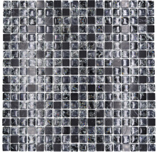 Glasmosaik mit Naturstein XIC 1028 schwarz 30,5x30,5 cm