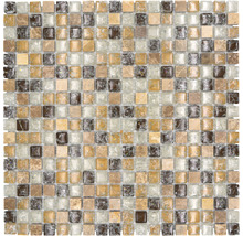 Produktbild: Glasmosaik mit Naturstein XIC 1053 braun/beige 30,5x30,5 cm