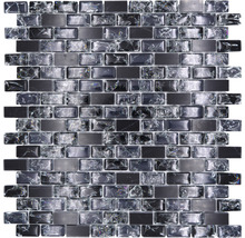 Glasmosaik mit Naturstein XIC B1128 schwarz 30x28,5 cm