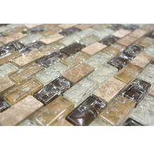 Mosaikfliese aus Glas und Naturstein