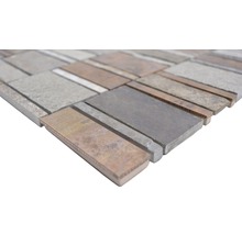 Mosaikfliese aus Naturstein und Metall