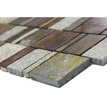Mosaikfliese aus Naturstein und Metall