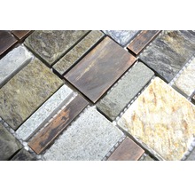 Mosaikfliese aus Naturstein und Metall